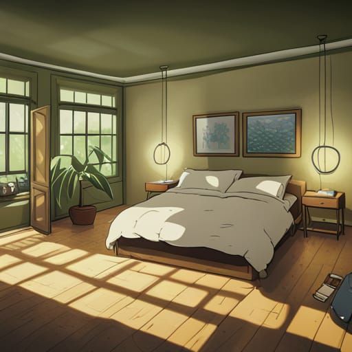 Dreamy Lofi Bedroom in Anime Style