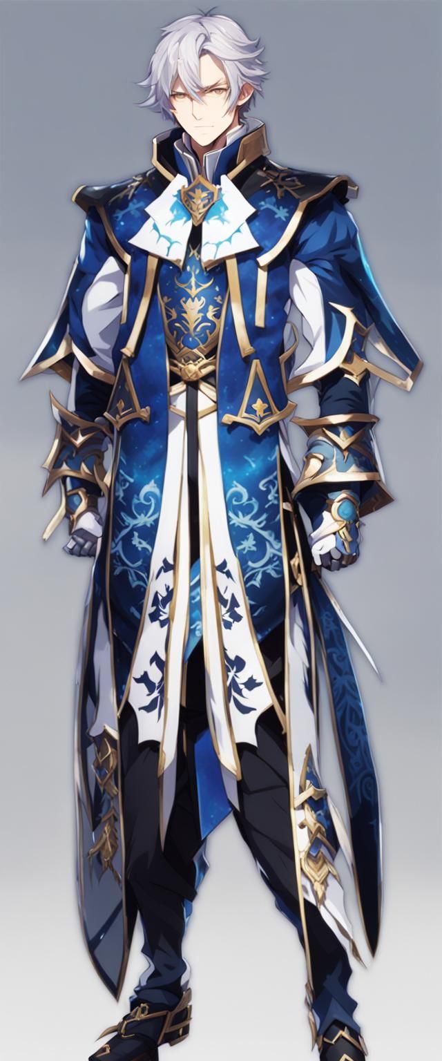 Anime Man in Blue Robes: Digital Art