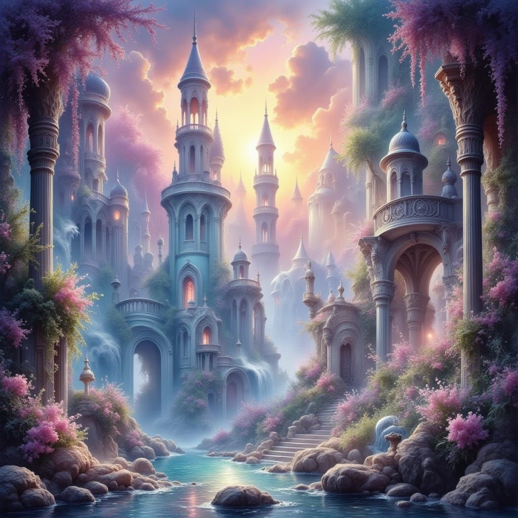 Dreamlike Atlantis Vista in Ethereal Light
