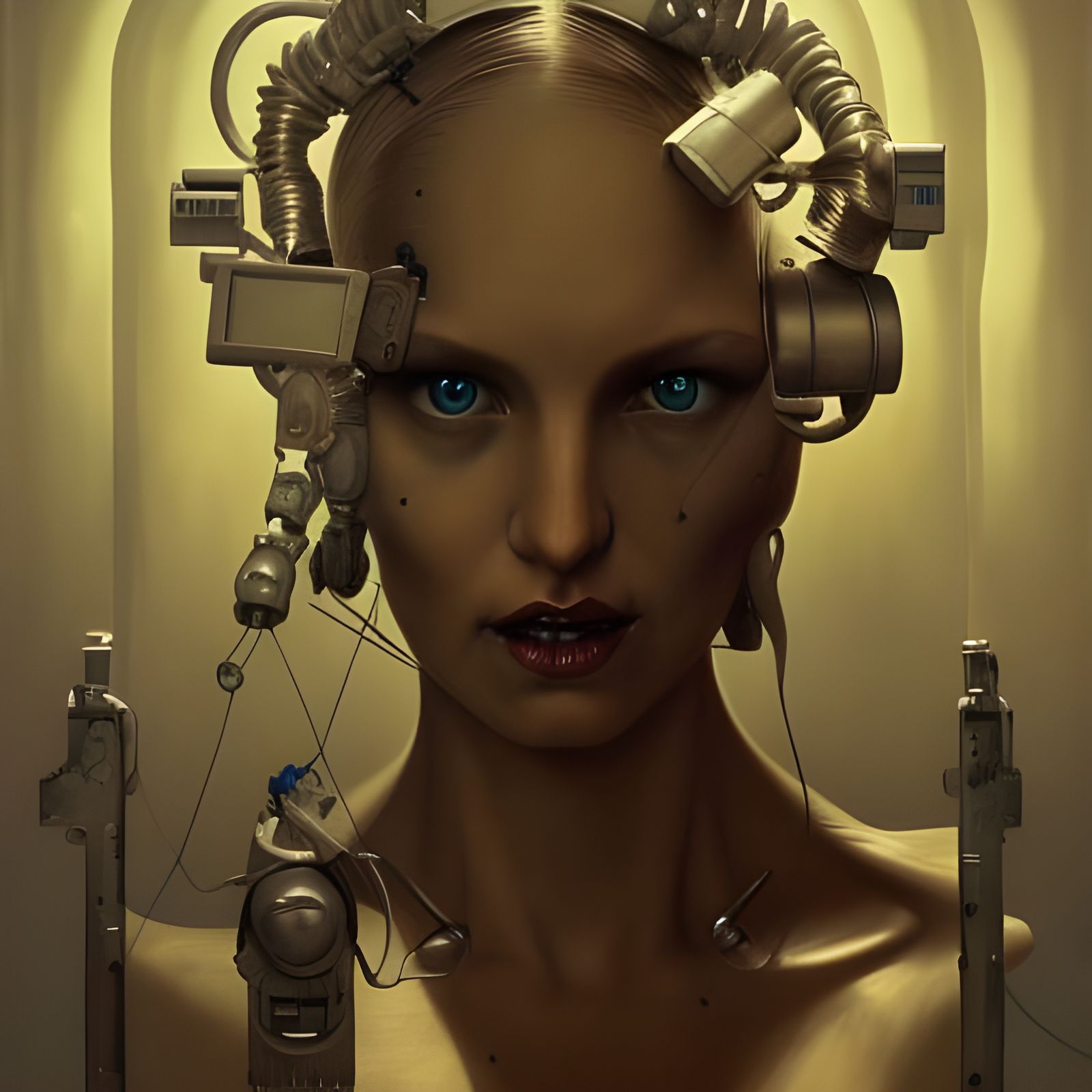 Woman Sculpture Transforms into Call Center Machines