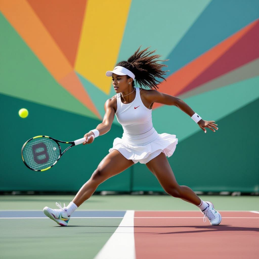 Origami Tennis Player in Dynamic Action