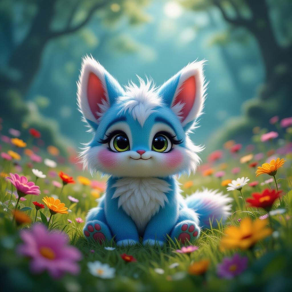 Fantastical Labubu Creature in Enchanting Forest