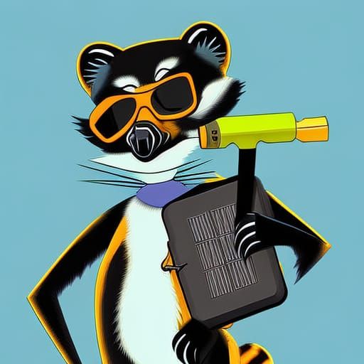 Gangsta Lemur Cartoon: Digital Art Creation