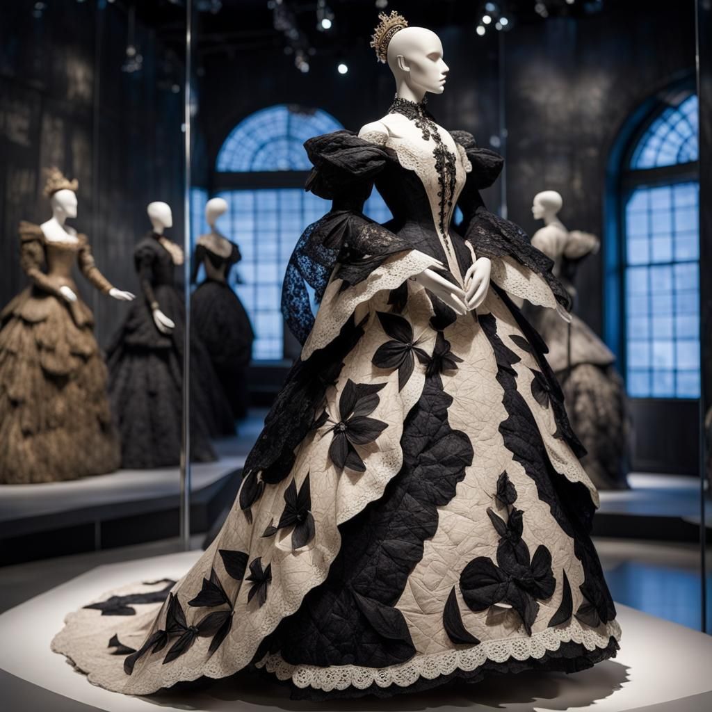 Paper Collage Ball Gown on a Museum Display Mannequin : Alex...