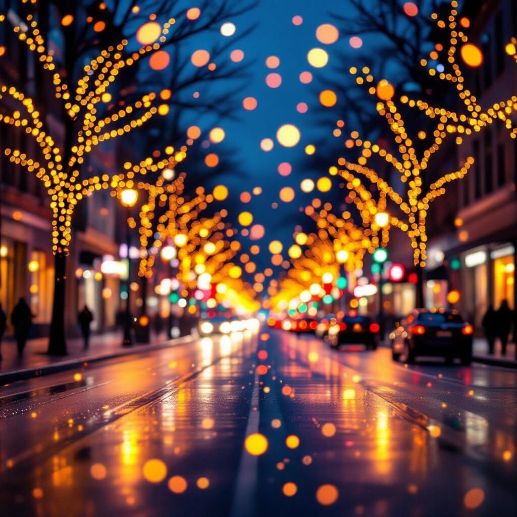 Vibrant New Year City Lights Bokeh and Embers
