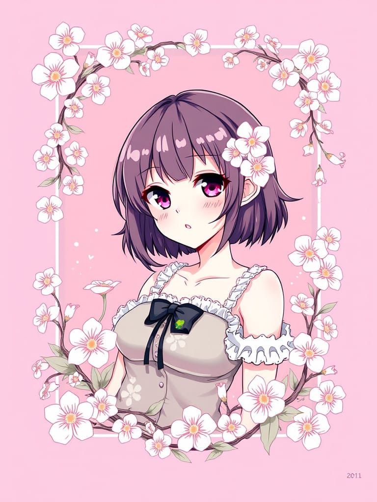 Anime Girl Blossom Key Visual Art