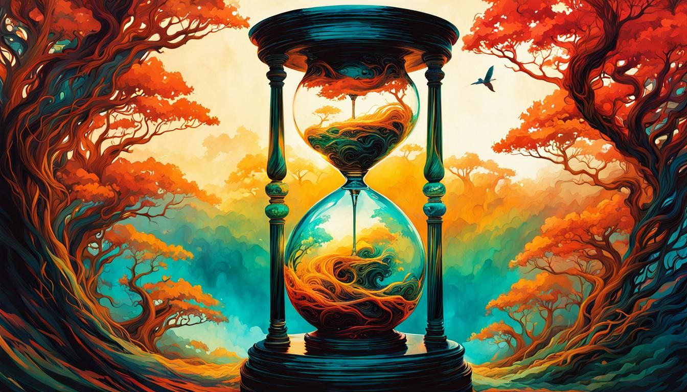 Entangled Infinity Hourglass Twisting Through Time
