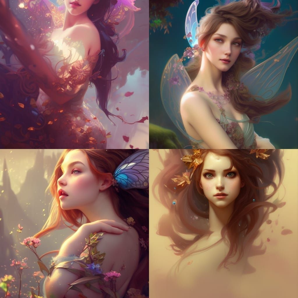 Fantasy Fairy Wonderland Portrait in Hyperdetailed Style