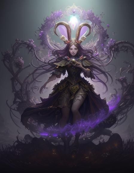 Rainbow Baroque Science Fantasy Bunnygirl Goddess