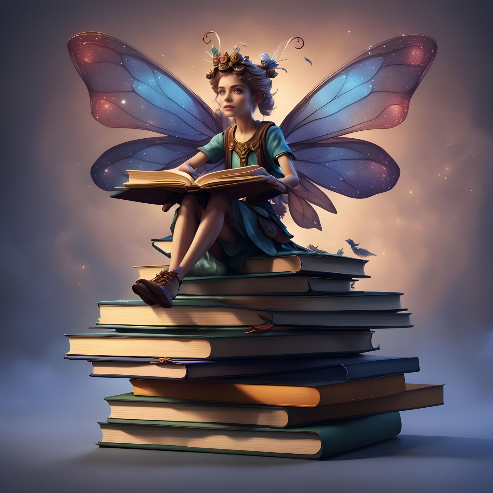 Miniature Fairy Reading Accounting Books