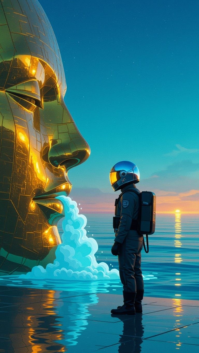 Golden Mouths of a Futuristic Oceanic World