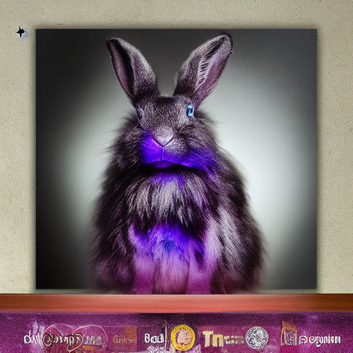 Dark Baroque Alien Rabbit Hologram in Dimly Lit Chamber