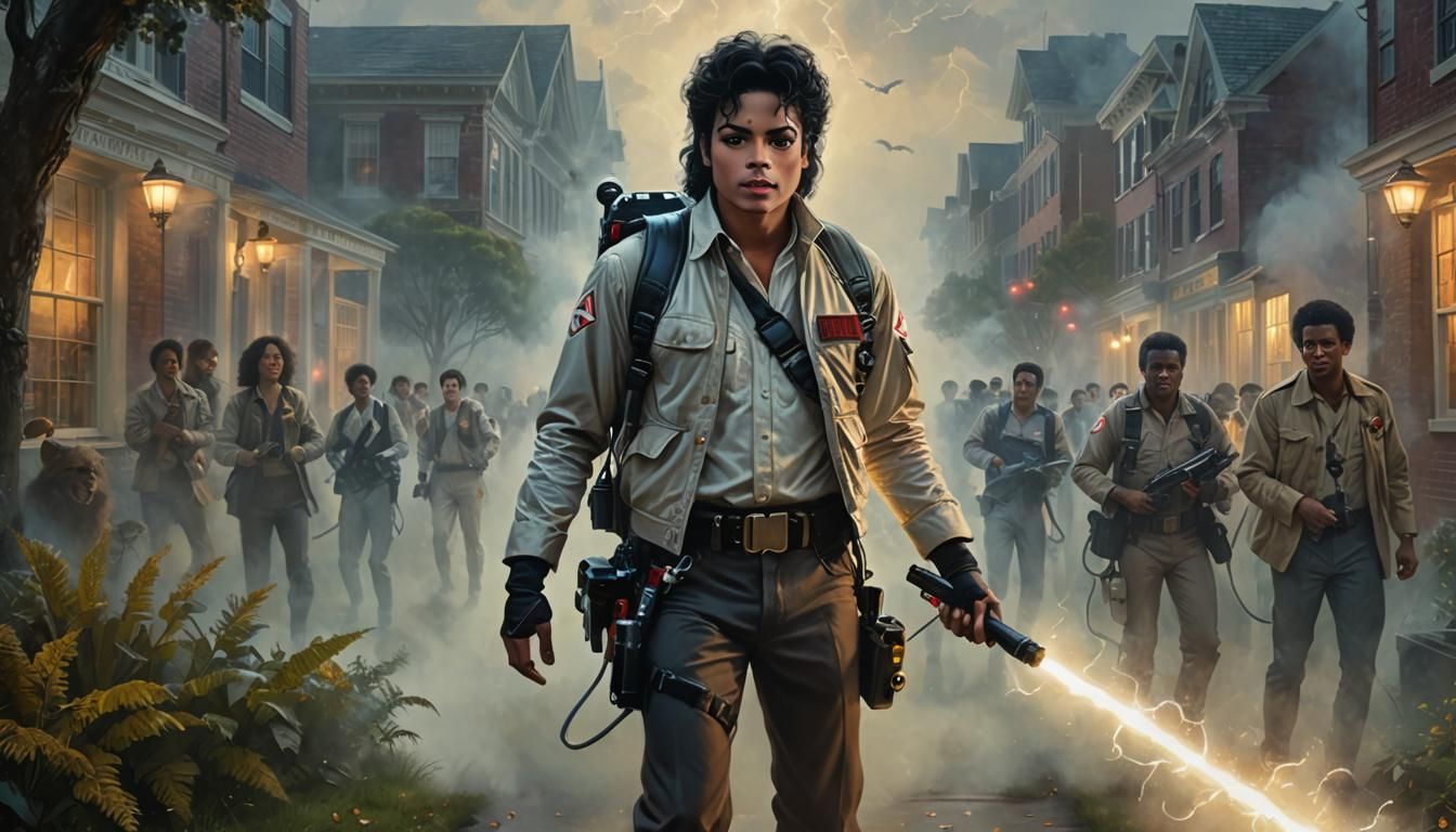 Michael Jackson dressed as a Ghostbuster in the 1980s on a T...