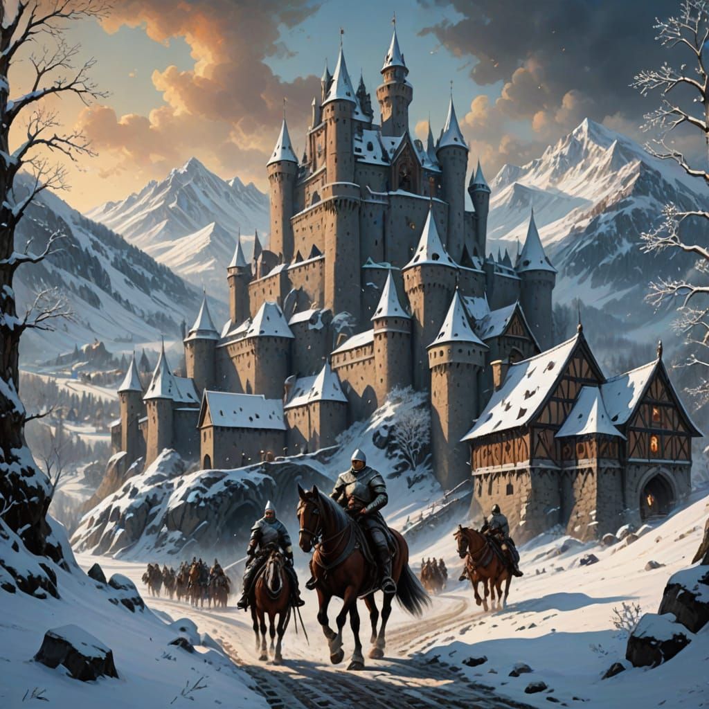 Medieval Castle in Winter Wonderland