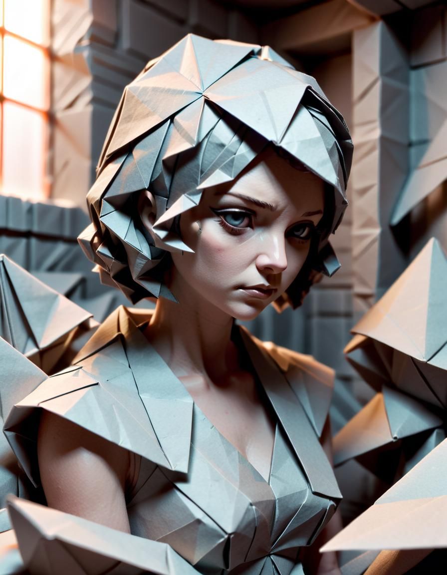 Origami Papercraft Portrait in Dan Witz Style