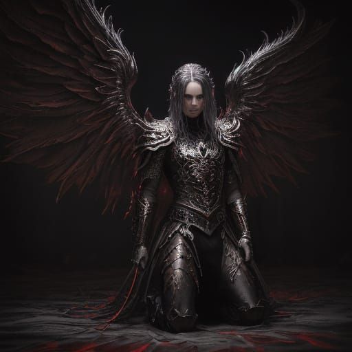 Silver Haired Boy in Bioluminescent Armor with Wings