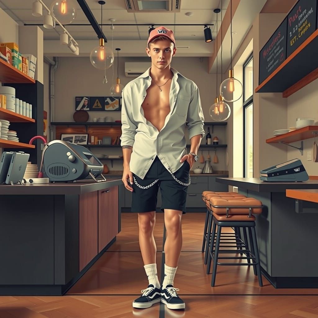 Blond Man in Silk Shirt with Confident Pose