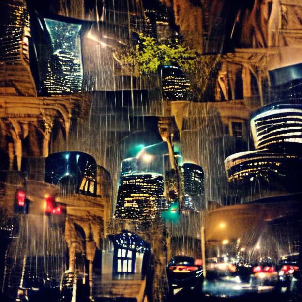 Cyberpunk Cityscape: Neon Reflections in the Rain