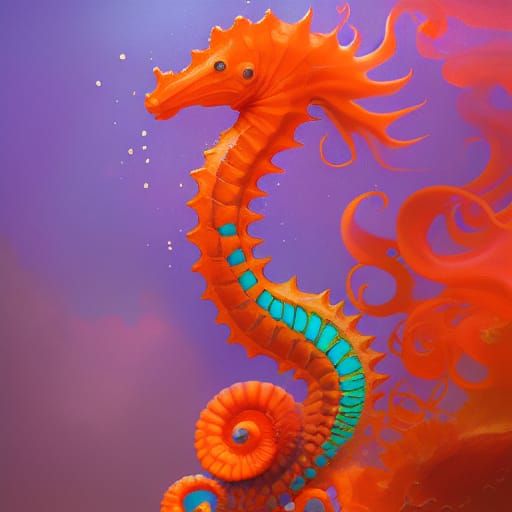Exquisite Floral Seahorse Concept Art in 8K