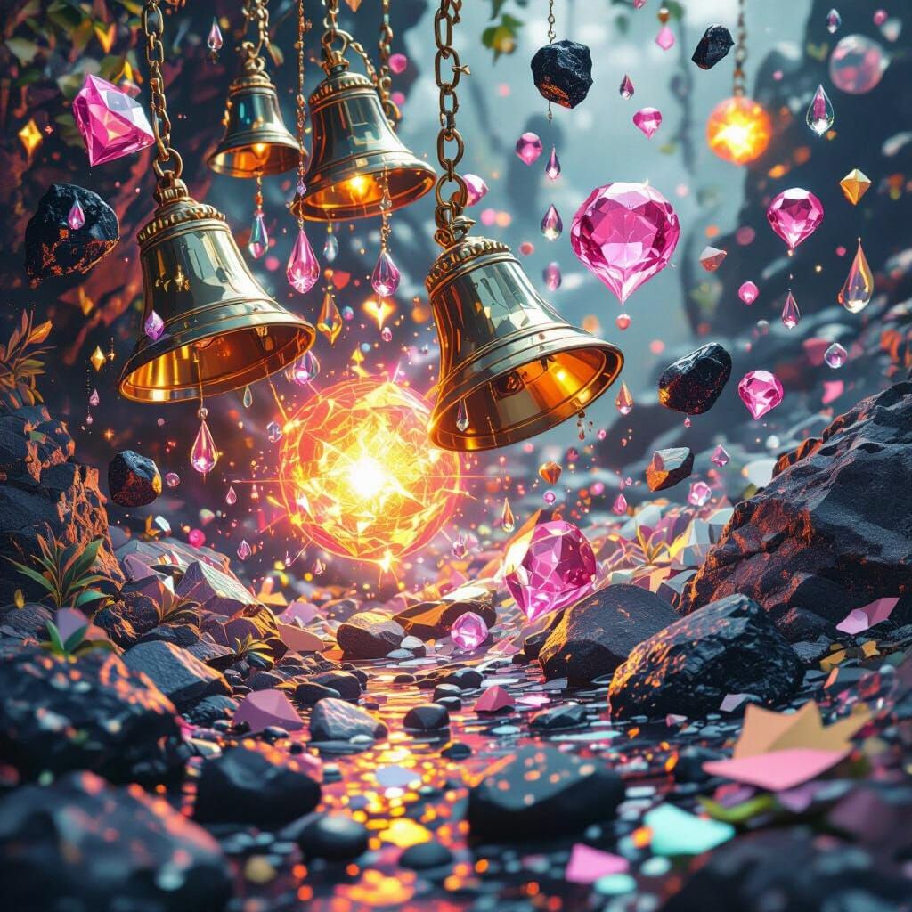 Kaleidoscopic Swirl of Crystals, Fire, and Gems: Matte Paint...