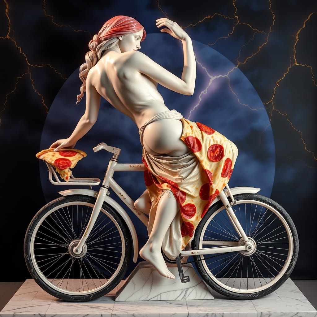 Mythic Marble Goddess with Rainbow Calcite and Bas-Relief Pi...