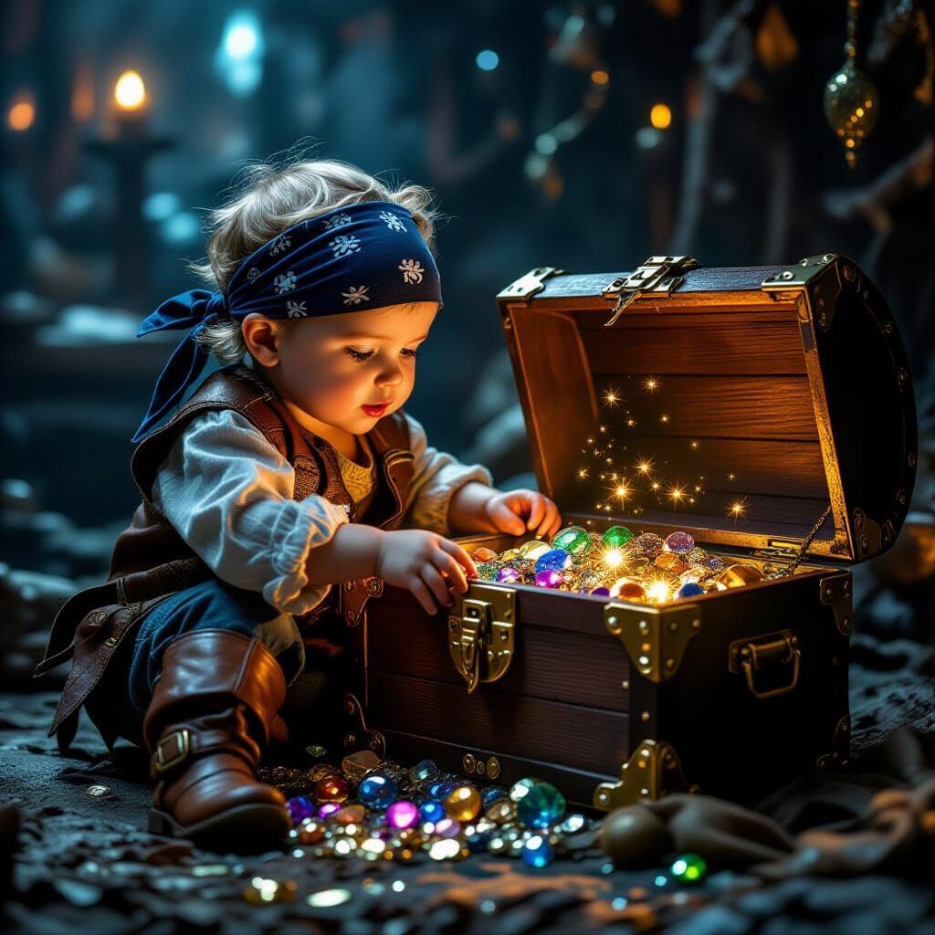 Pirate Toddler and Glittering Treasure Chest
