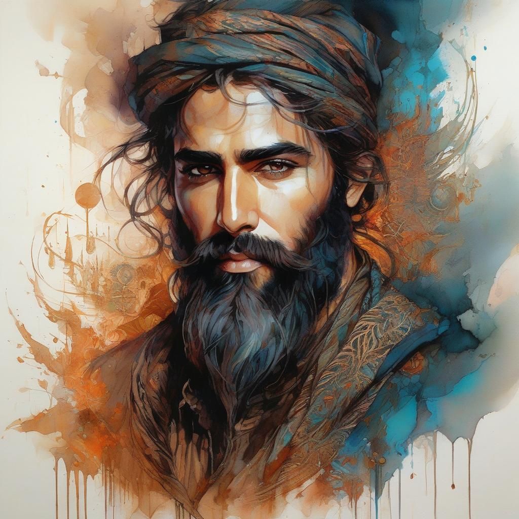 Handsome Middle Eastern Bearded Man