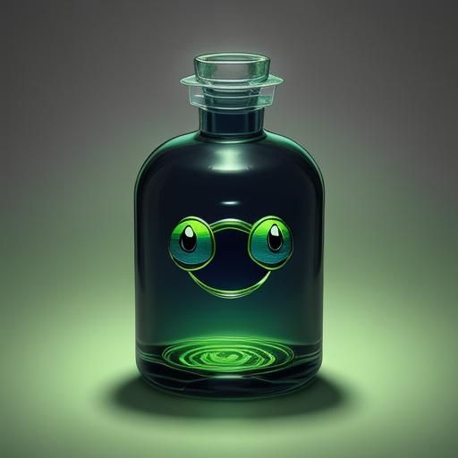 A frog eye potion bottle