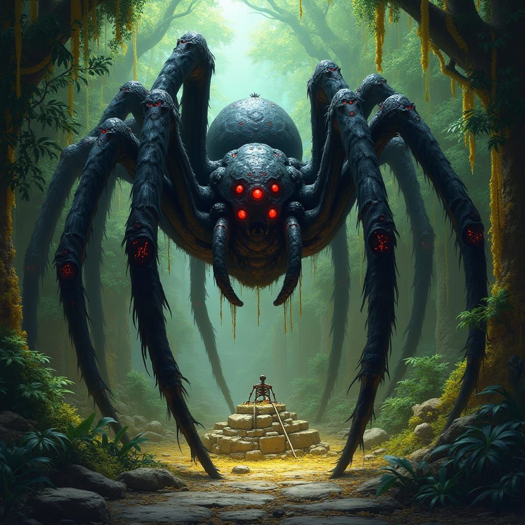 Giant Spider with Runes in Jungle Ruins