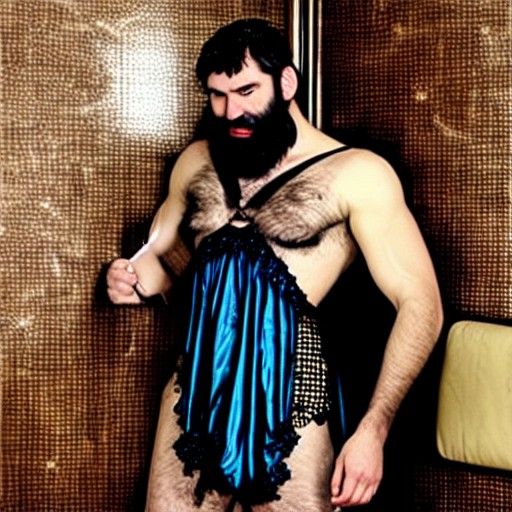 Muscular Bearded Man in Corset