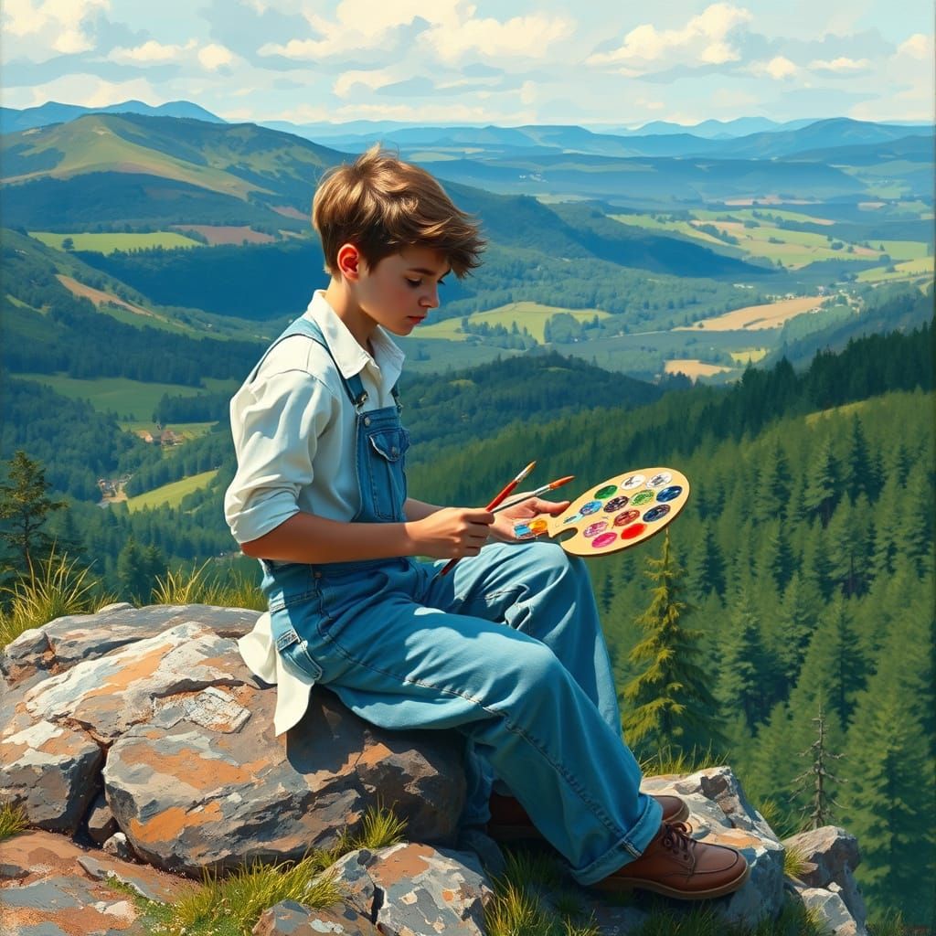 Artist Lost in the Beauty of the Countryside