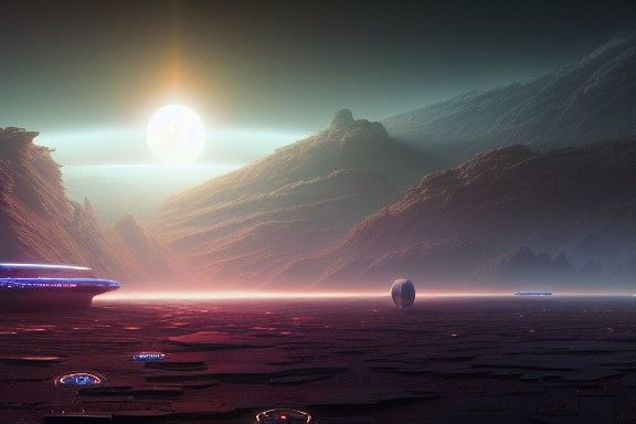 Futuristic Planetary Fleet in Detailed Matte Painting