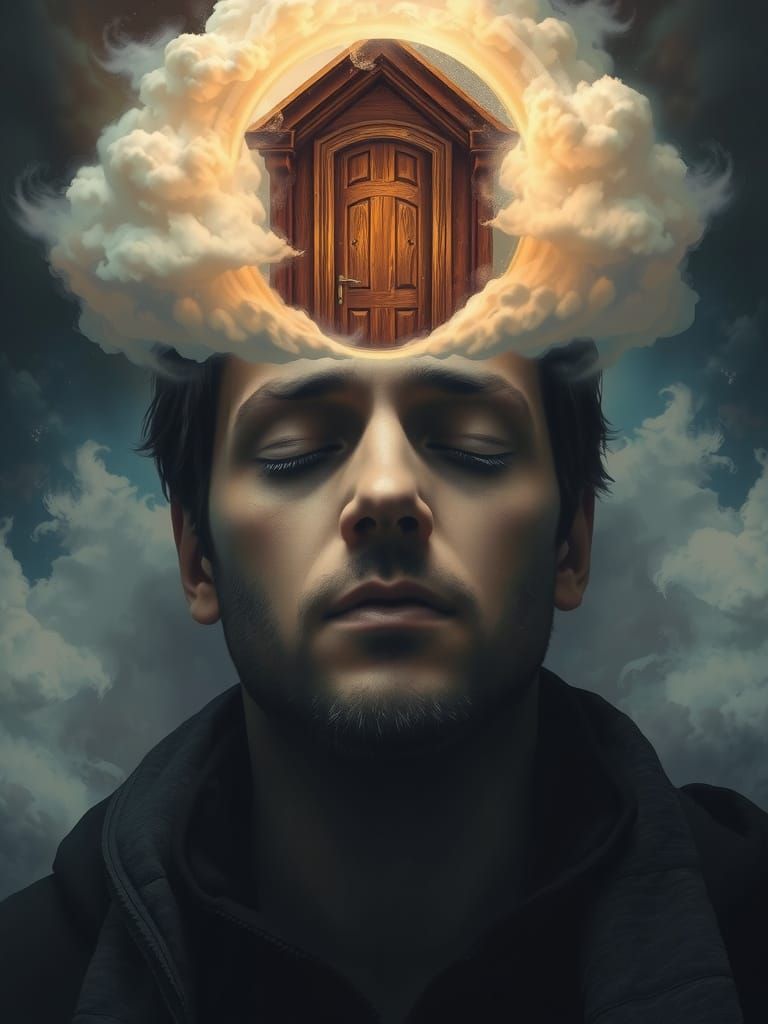 Ethereal Doorway: Surreal Portrait of Inner Peace