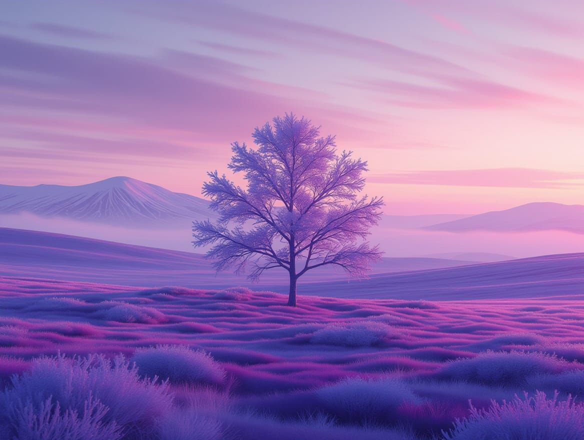 Surreal Tundra Landscape in Neon-Inspired Digital Art