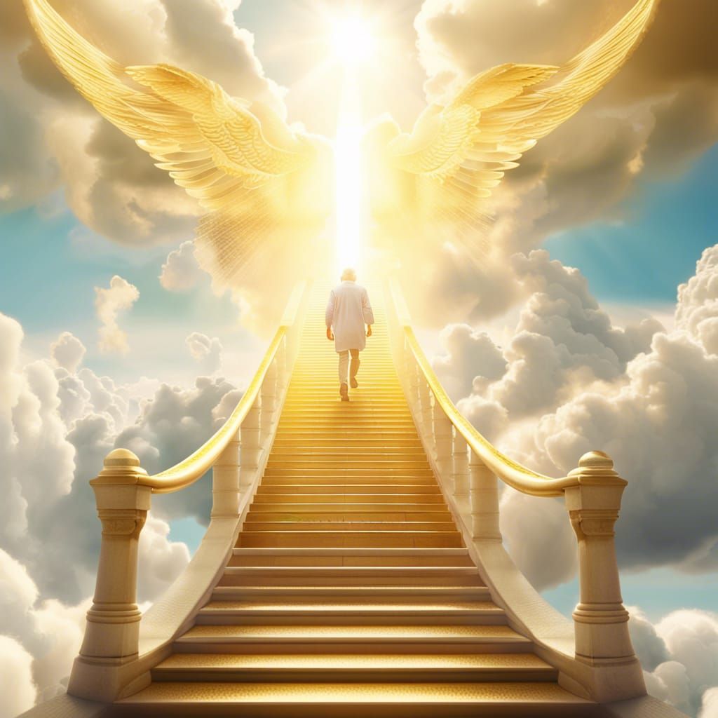 Golden Stairway to Heaven in Fantasy Art Style