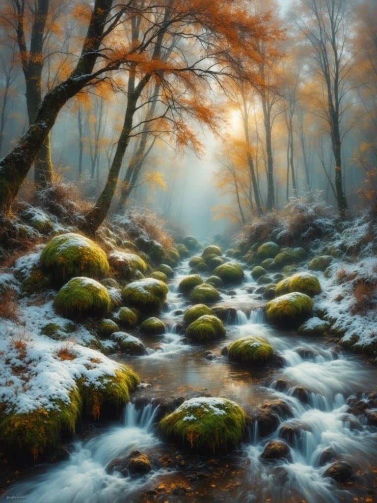 Autumn Forest Scene in Hyperrealistic Style