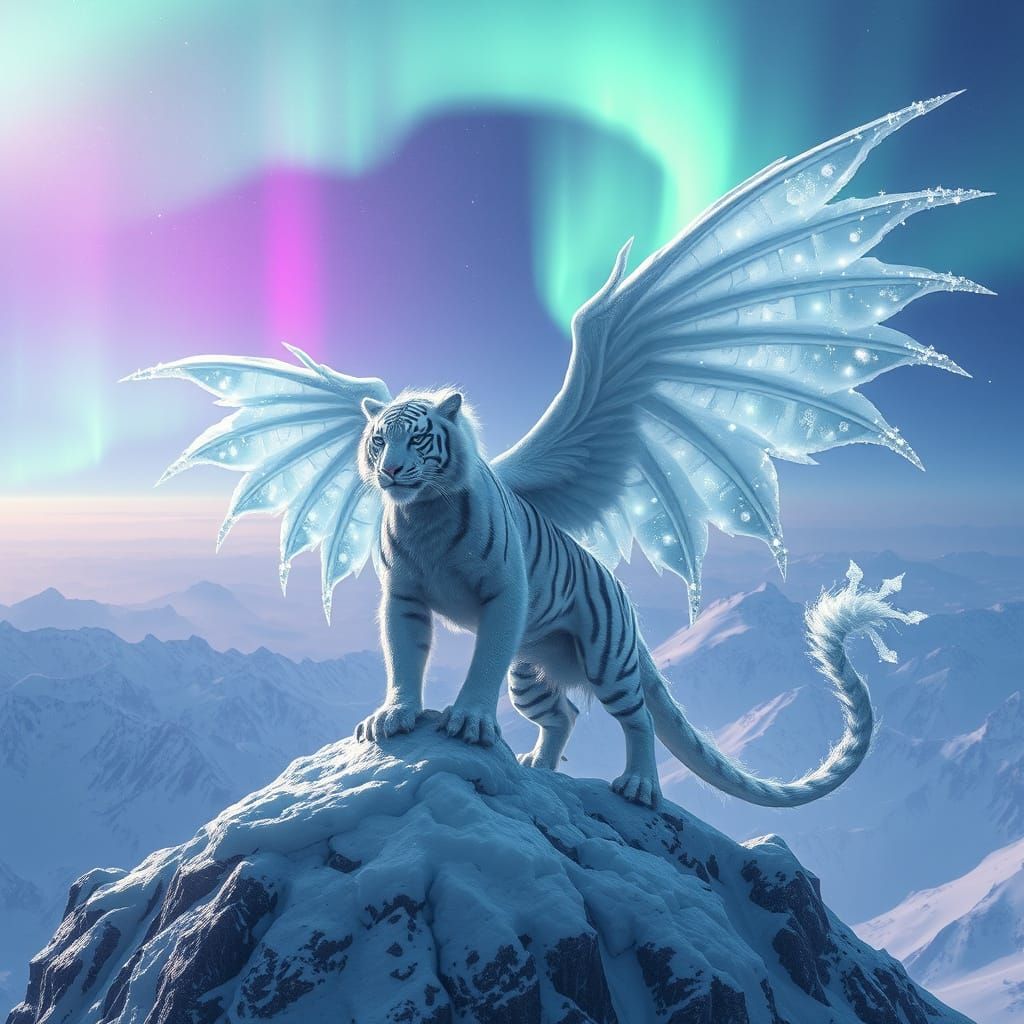 Legendary Tiger-Dragon Spirit Under Aurora