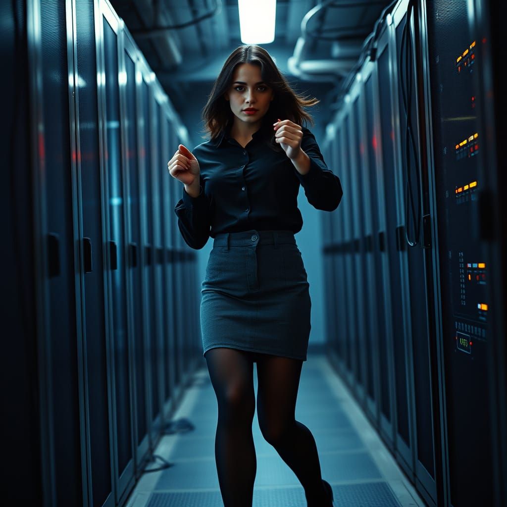 Secret Agent Races Against Time in Cyberpunk Server Room