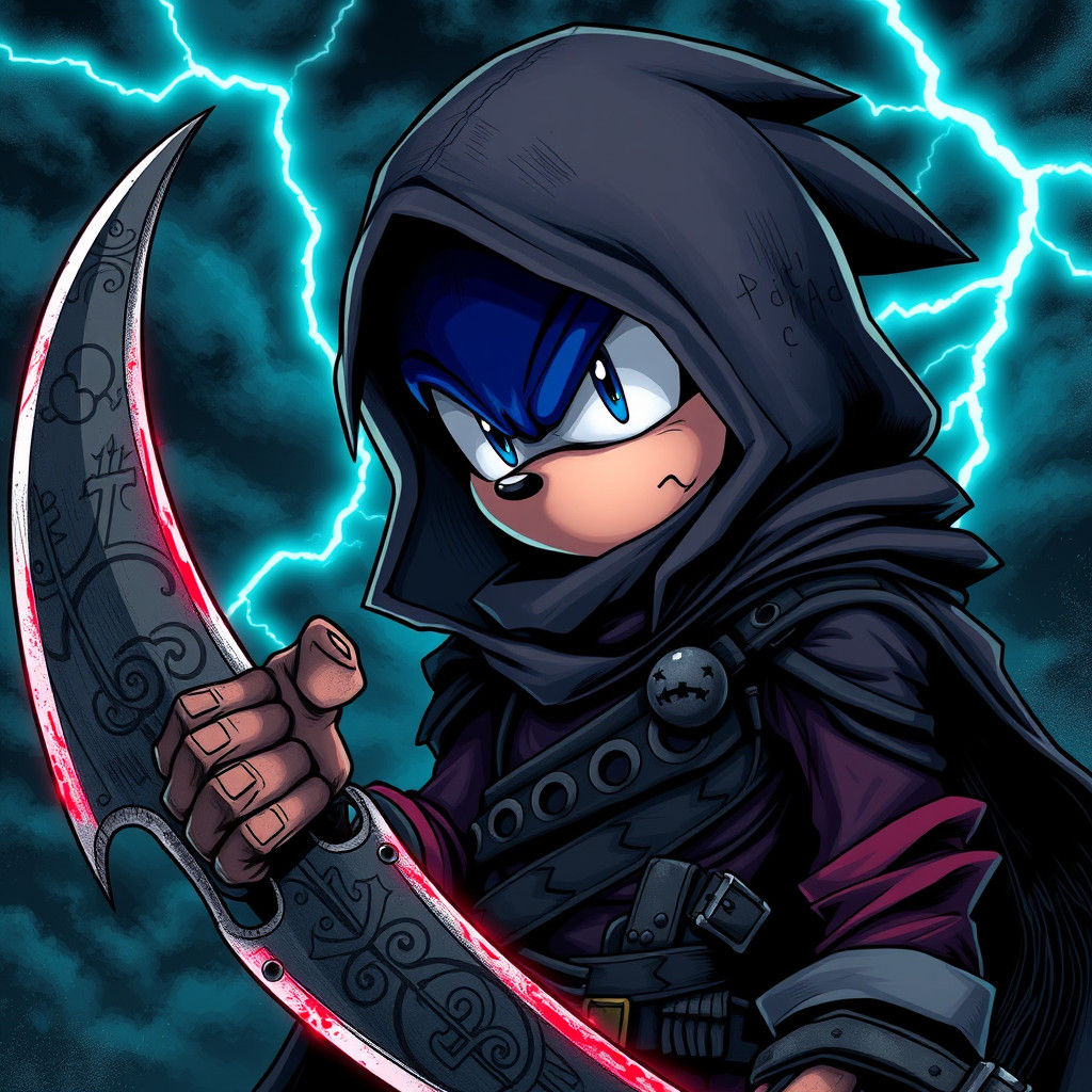 Dark Entity Hunter Sonic in Japanese Manga Style