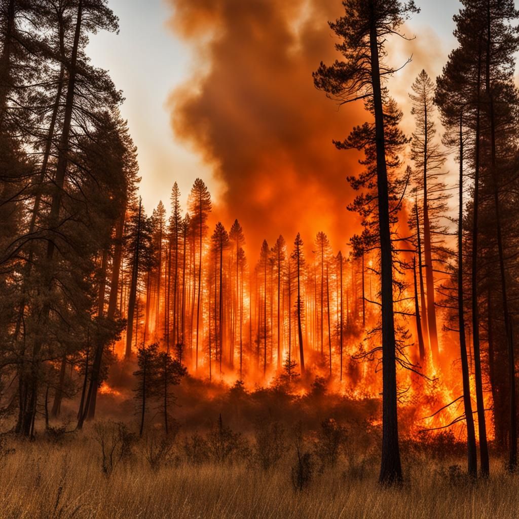 Forest Fire in Golden Hour's Orange Light