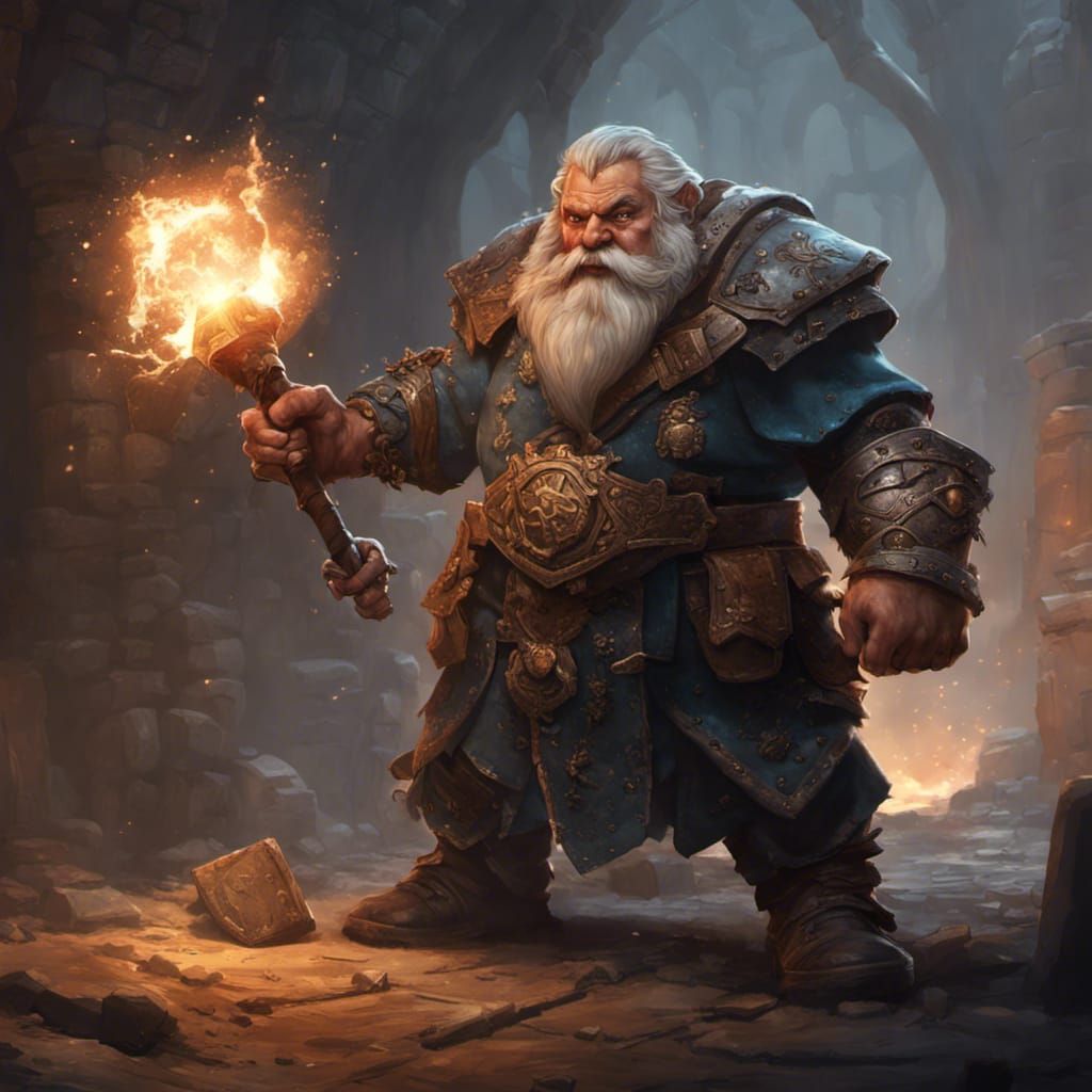 Dwarf Cleric with Hammer: Dark Fantasy Masterpiece