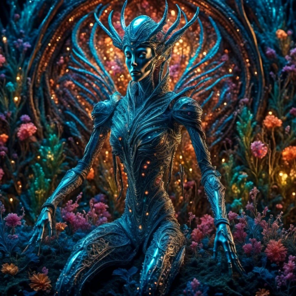 Bioluminescent Paisley on Geometric Structure