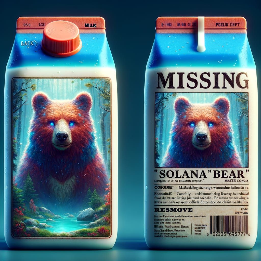 Missing Bear 'Solana Bear' on Milk Container - Matte Paintin...