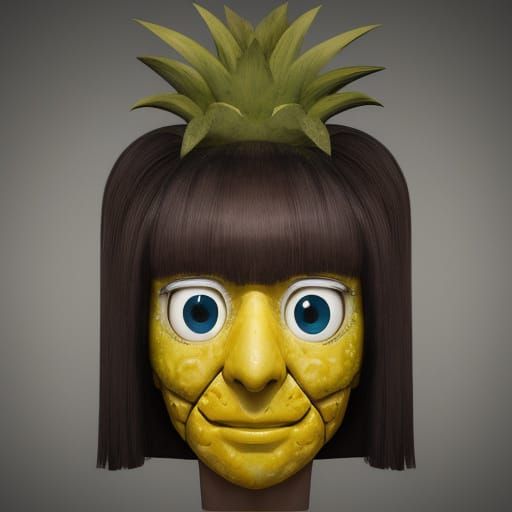 Pineapple with Human Face and Eyes