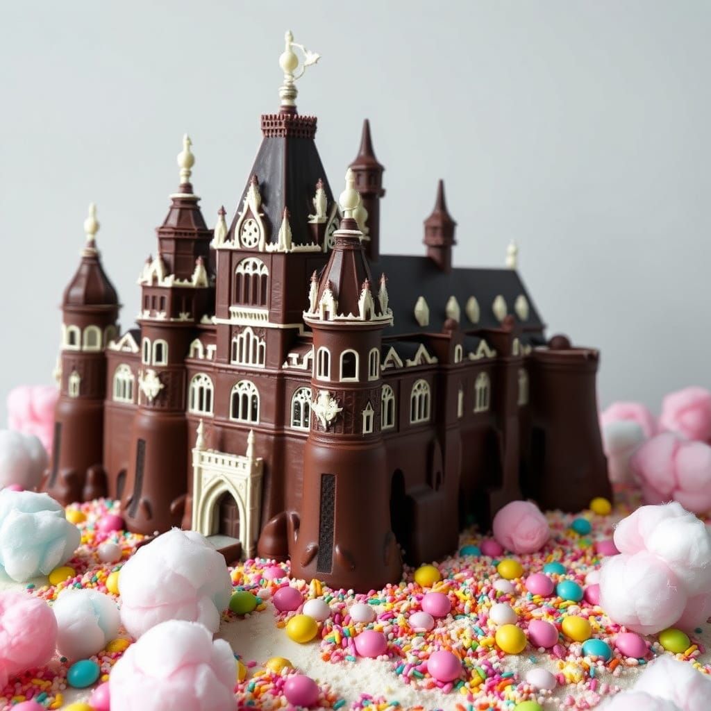 Chocolate Neuschwanstein Castle in Lowbrow Art Style