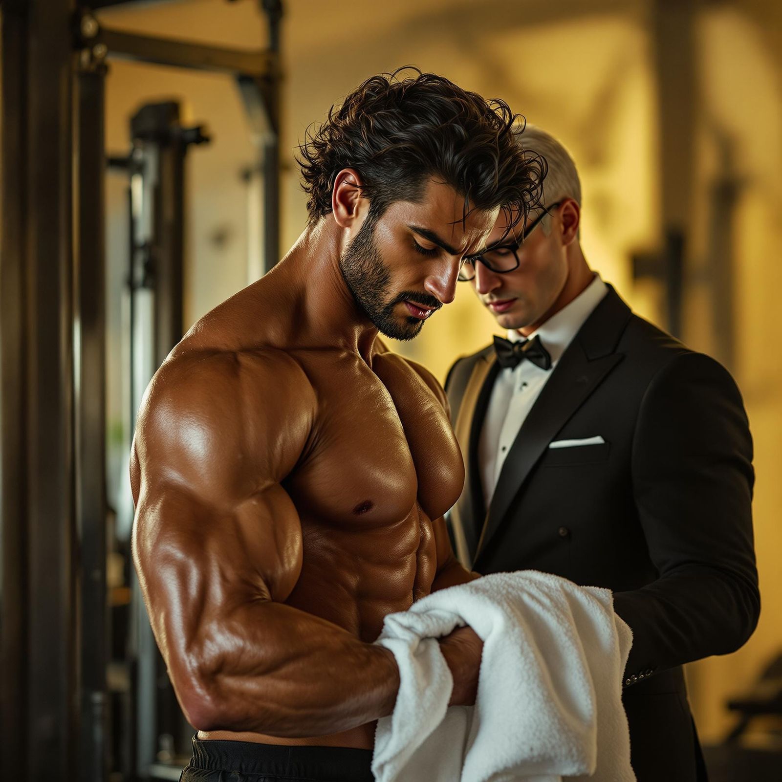 Chiseled Italian-American Athlete in Private Gym
