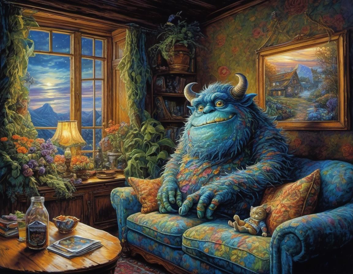 Ladies Watch TV as Monster Stares In