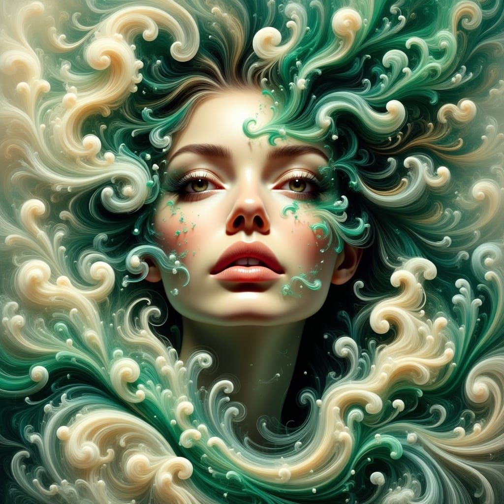 DADA Portrait in Green and White Cosmos