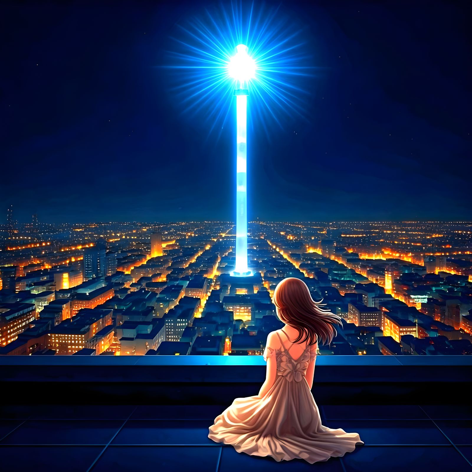 Cinematic Lighthouse Scene in Anime Style