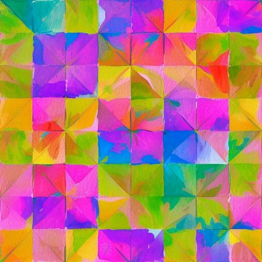 Pink Kaleidoscope Tiles in Gouache Style